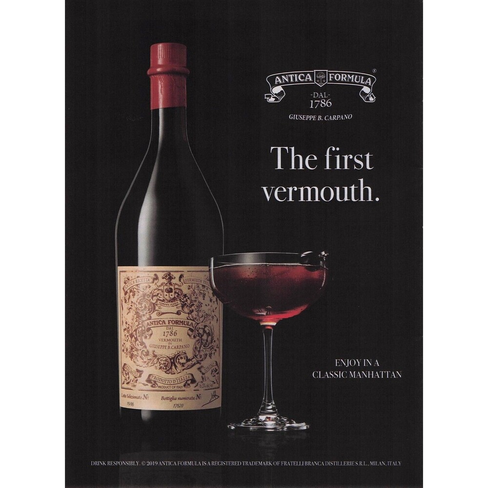 2019 ANTICA FORMULA print ad vermouth wine f-DAL-1786 GIUSEPPE B. CARPANO